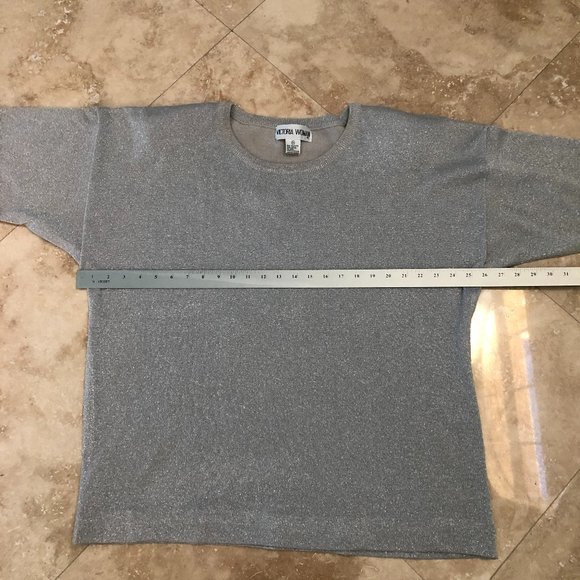 Sparkly Silver Short Sleeve Top by Victoria Woman Priced Too Low For A Discount - Picture 4 of 11